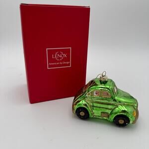 Lenox Ornament Glass Green Car  5 inch